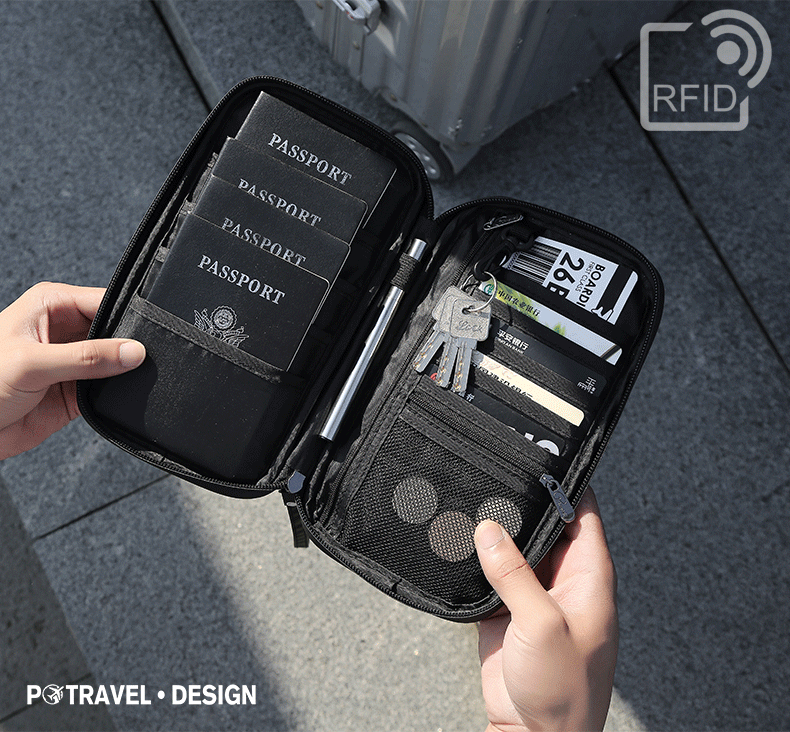 Визитница 出国旅行防水证件收纳包机票夹随身便携rfid防盗多功能卡包护照包 Potravel. design
