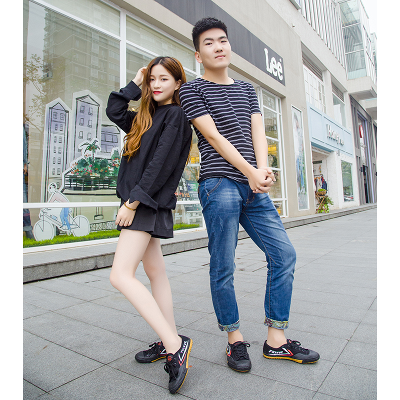 Authentic Shanghai Feiyue sneakers big blog post Tai Chi giày thực hành giày nam giày nhuận vải giày nữ nhỏ màu trắng giày nữ thể thao