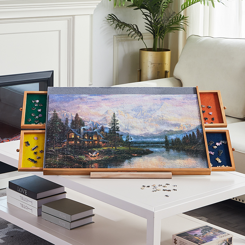 Jomtien wooden puzzle table jigsaw puzzle storage table with drawer adult jigsaw puzzle table 1000 piece 1500