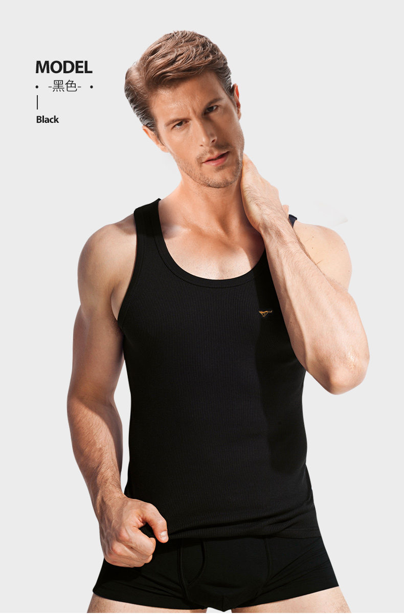 Bảy con sói áo vest nam thanh niên thể thao thoáng khí thủy triều Slim-fit loại cotton trung niên chạm đáy áo sơ mi nam áo ngực