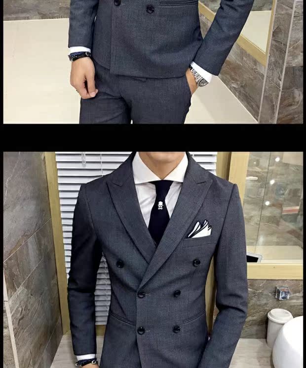 Bộ đồ đôi mùa thu phù hợp với bộ đồ ba mảnh nam Bộ đồ bó sát nhỏ giản dị Bộ đồ cưới nam chú rể Anh quần tây