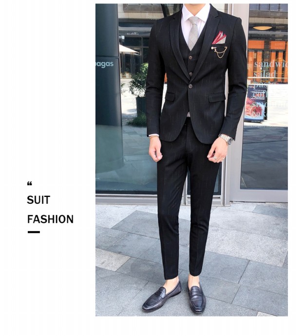 Một bộ đồ vest nam ba mảnh phù hợp với thanh niên phù hợp với thanh niên phù rể chú rể váy cưới thủy triều áo nam đẹp