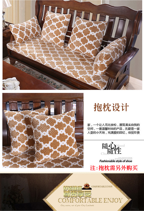 Sofa gỗ đệm mùa đông dày màu đỏ sofa gỗ đệm bọt biển mà không có tựa lưng đệm chống trượt có thể tháo rời và có thể giặt đệm ghế gỗ