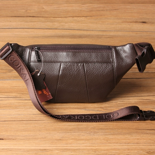 Коралловая кожаная поясная сумка для отдыха, нагрудная сумка, воловья кожа, из натуральной кожи