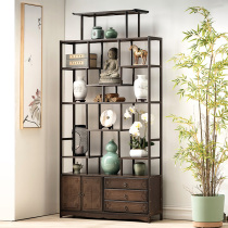 Bozu new Chinese-style Dobao Pavilion ornaments display shelf solid wood partition modern simple tea cabinet display cabinet