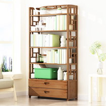 Golden Wood fish bamboo simple bookshelf shelf simple solid wood landing Childrens small book cabinet student Desktop Storage