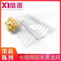 Supermarket freezer display table transparent plastic ladder multi-layer fresh display stand vegetable and fruit combination display promotion