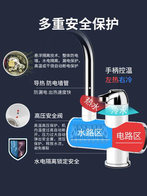 Rongsheng electric hot water faucet stretched long tube fast heating instant kitchen tap water hot and cold water heater