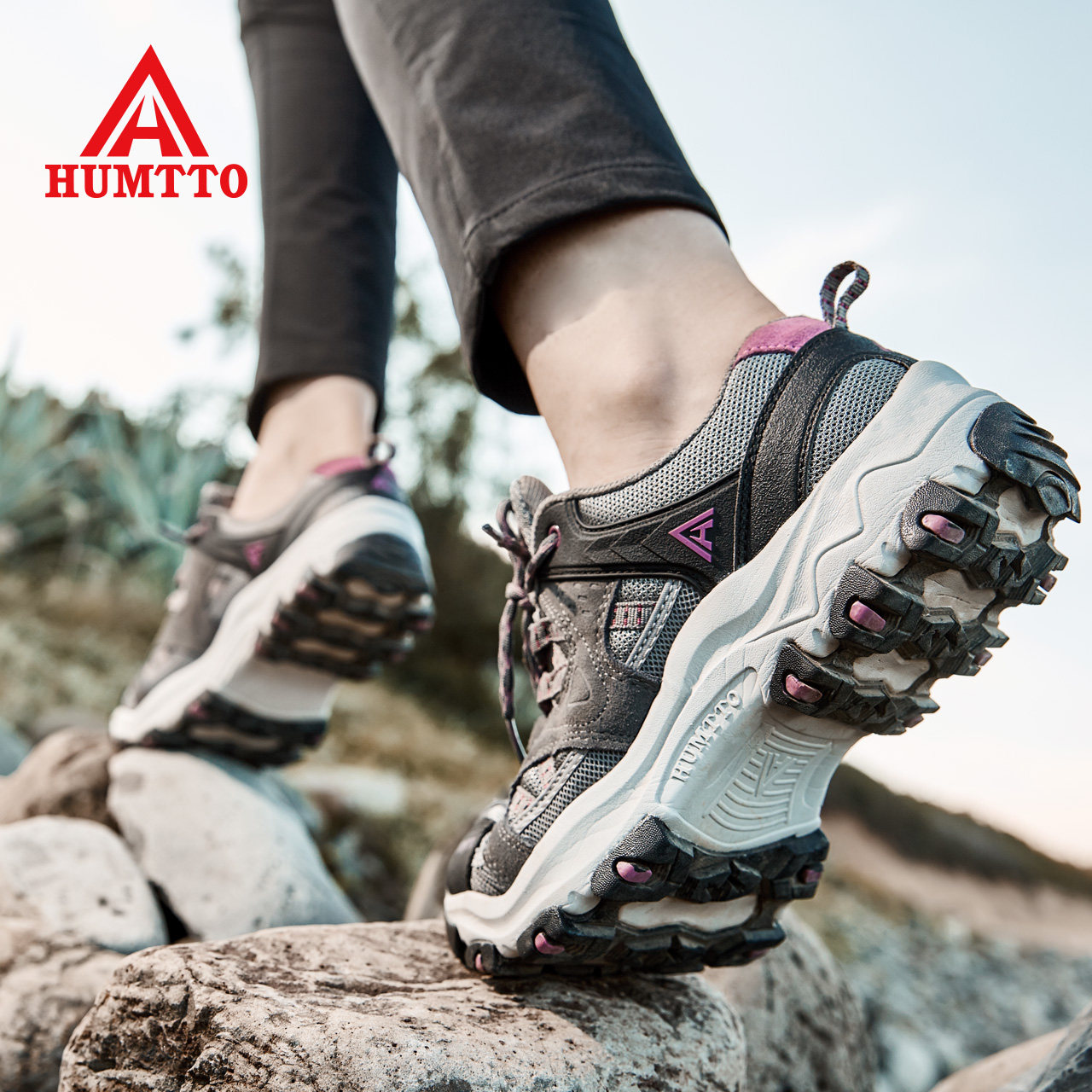 American Humvee Autumn Winter Climbing Shoes Women Splash Water Anti-Slip Hiking Shoes Men Light Breathable Climbing Outdoor Sneakers
