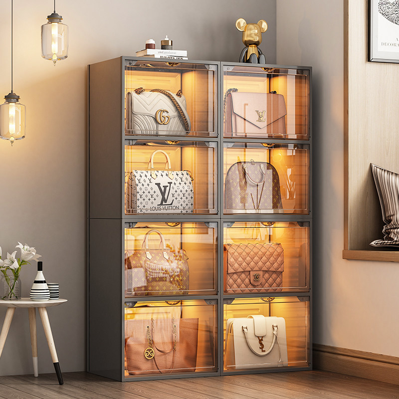 Bag-containing shelving depository containing cabinet-packed shelving wardrobe home dust-proof storage transparent display case-Taobao