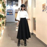Осенняя ретро черная длинная юбка, коллекция 2023, высокая талия, по фигуре, средней длины