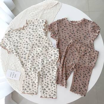 Girls home clothes summer clothes 2023 new children baby summer korean air conditioning clothes girls short sleeve pajamas set