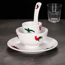 Melamine Rooster Bowl plate nostalgic old-fashioned table four-piece set of dishes tableware set imitation porcelain plastic Commercial