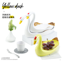 Melamine swan plate creative goose tableware imitation porcelain characteristic personality hot pot duck goose sausage plate hotel restaurant commercial