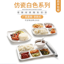 Fast food plate 10 Sets Melamine Plate Commercial School canteen tableware set plastic bowl plate