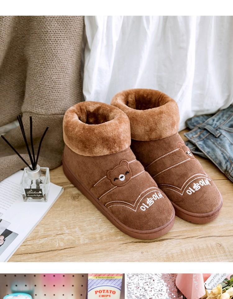 Mùa đông ấm áp dép bông nữ túi xách với đôi giày cotton dày đế dày chống trượt nhà giày cũ giày nam cao cổ cotton dép nữ gucci