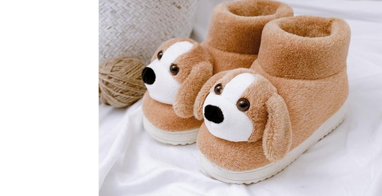 Mùa đông phim hoạt hình con chó ấm bông dép nữ lớn trẻ em giày dép với đáy dày chống trượt đôi giày bông nhà dép dép nam bán giày dép nữ online