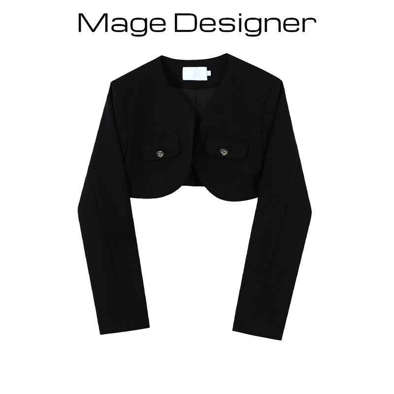 High-End, Elegant Collarless Blazer for Women, Casual and Versatile, Niche Design, Short Waistcoat-Style Suit Top