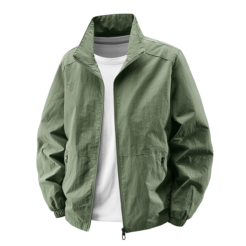 Taizhou Sanmen Men's Autumn New Style Stand-Up Collar Large Size Casual Quick-Drying Jacket Loose Outdoor Sports Jacket