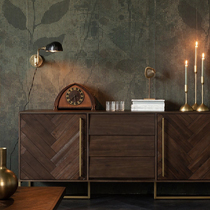 Simple solid wood sideboard storage cabinet multifunctional restaurant kitchen tea cabinet Nordic living room porch locker