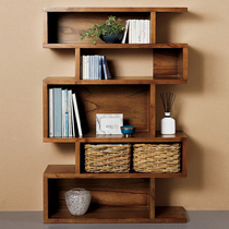 Nordic solid wood bookcase storage storage display cabinet creative bookcase multi-functional partition shelf Bogu rack simple