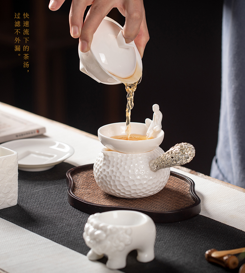 Jade JiaXin dehua porcelain) tea tea tea filters white porcelain tea hook exchanger with the ceramics filter tea tea strainer