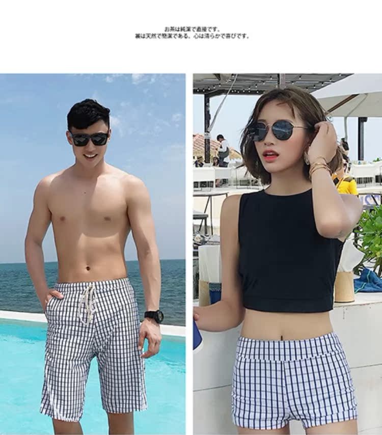 Bộ đồ bơi liền thân 2018 mẫu mới của Hàn Quốc mẫu đôi nữ chia ba mảnh quần lửng nam đi biển mùa xuân nóng bỏng - Vài đồ bơi đồ đi biển cho cặp đôi