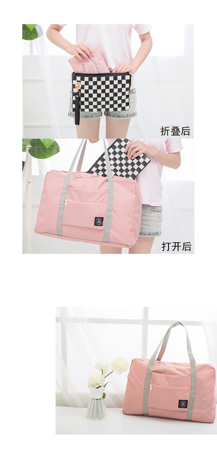Túi lưu trữ lớn túi du lịch xách tay gấp túi duffel có thể được kéo thanh túi hành lý công suất lớn túi tote túi du lịch