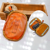 Drivers license car key integrated bag male large capacity key bag card bag tanned leather drivers license leather case zipper card holder