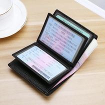 Headlayer Bull Leather Driving Documents Bag Multifunction Genuine Leather Wallet Vertical men Money clip Double loose-leaf Document Card Package
