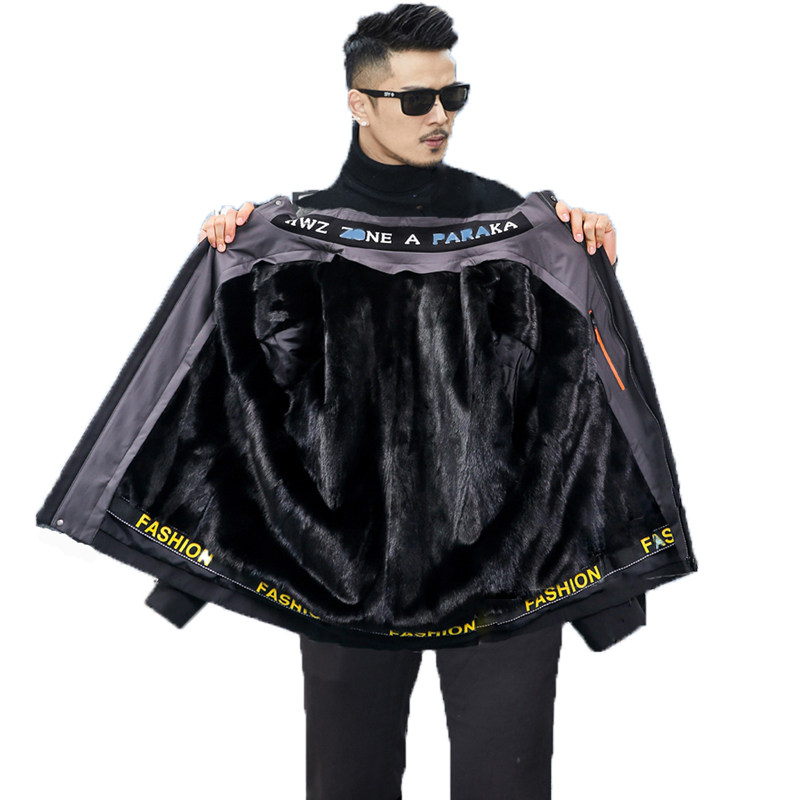Winter faction to overcome the mink liner whole mink detachable fur integrated short water mink coat fur coat grass jacket men's clothing-Taobao