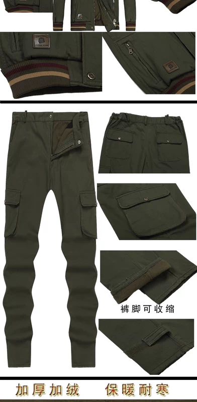 Áo khoác cotton mùa đông phù hợp với nam giới cộng với quần áo nhung hàn dụng cụ tự động sửa chữa bảo hiểm lao động mặc áo chống thấm quần jogger nam