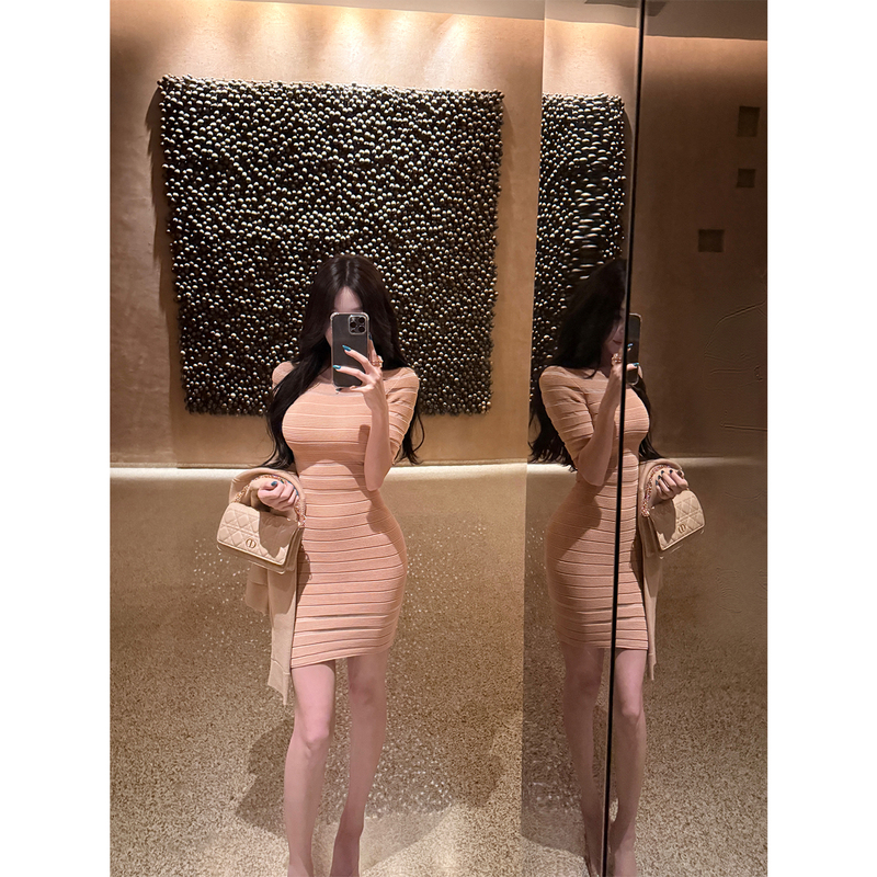 Ww Original "Seoul Sister" Mid-Sleeve Hollow Out Bodycon Dress Korean Style Early Autumn Stepmother Pure Desire Sexy Short Dress Ww Original "Seoul Sister" Mid-Sleeve Hollow Out Bodycon Dress Korean Style Early Autumn Stepmother Pure Desire Sexy Short Dress