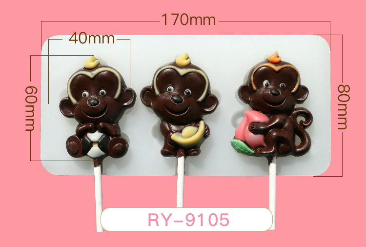 Sôcôla fondant silicone khuôn phim hoạt hình kẹo mút stereo khuôn mềm công cụ làm bánh bằng tay nhiệt độ cao khuôn nướng bánh