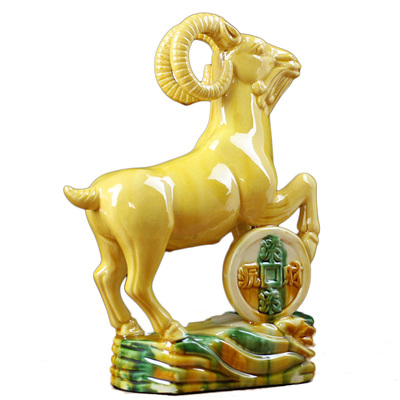 唐三彩羊陶瓷羊摆件家居客厅装饰品羊风水招财生肖羊工艺品礼品