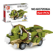 Sen Bao 607206 Back Force Racing Dinosaur Car Assembly Model Boy Small Particles Assemble Building Blocks Plug Toy