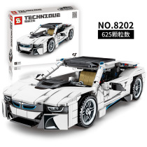 S brand SY8202 accumulation weapon arrogance back force Baima I8 sports car boy assembly small particle racing DIY building block toy