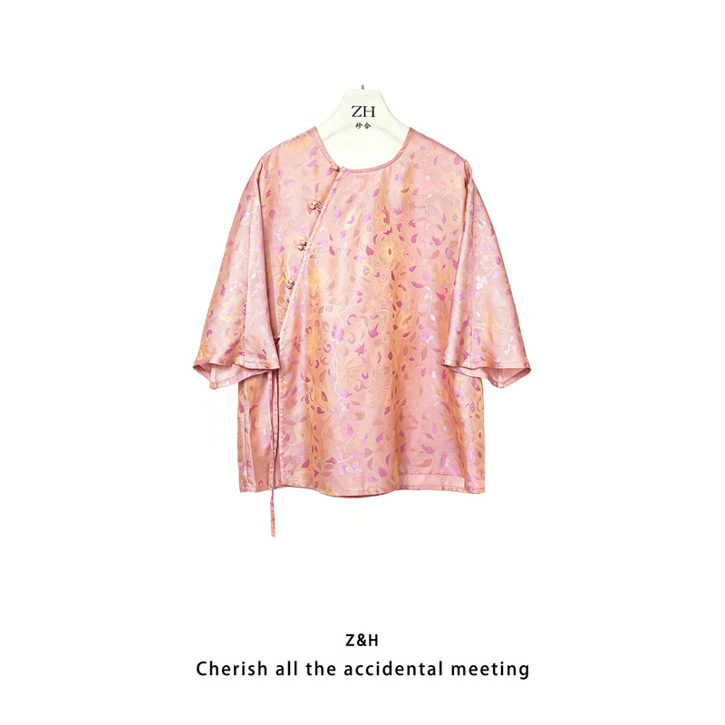 Zh【Pillow Autumn Shirt】Round-Neck Comfortable and Exquisite Top Shirt for Women, New Chinese Style, Elegant and Stylish