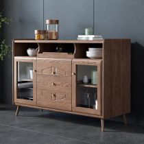 Full Solid Wood Dining Side Cabinet Kitchen Lockers Living Room Racks Nordic white wax wood Restaurant modern minimalist wine cabinet