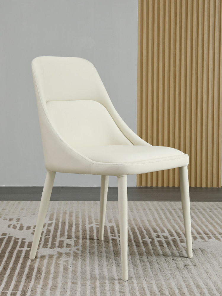 Extremely Minimalist Dining Chair Home Modern Small Household Type Pure White Dining Table Chair Willstyle Light Lavish Nordic Comfort Hotel Leaning Back Chair