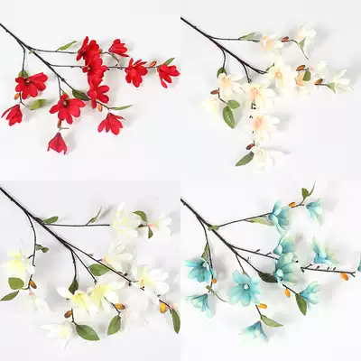 Simulation of Magnolia fake flower living room decoration large magnolia single new Chinese wedding flower arrangement dry flower branch decoration