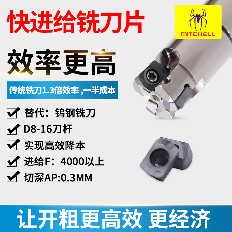 R1 CNC milling blade high-speed fast feed instead of knife grain 10 12 tungsten steel milling cutter to suppress vibration double-edged knife rod