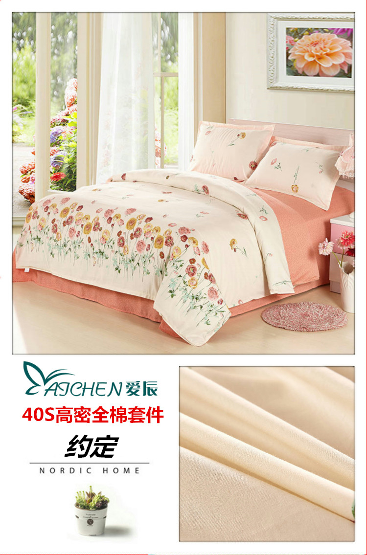 mùa xuân đặc biệt và mùa hè giường 100% cotton dệt bông denim chăn chúa đôi nhỏ tươi Bốn - Bộ đồ giường bốn mảnh chăn ga