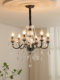 French Retro Crystal Living Room Chandelier, Dining Room Candle Chandelier, European-Style Villa Luxury, Personalized Creative Black Bedroom Lighting Fixtures