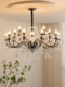 French Retro Crystal Living Room Chandelier, Dining Room Candle Chandelier, European-Style Villa Luxury, Personalized Creative Black Bedroom Lighting Fixtures
