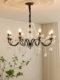 French Retro Crystal Living Room Chandelier, Dining Room Candle Chandelier, European-Style Villa Luxury, Personalized Creative Black Bedroom Lighting Fixtures