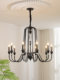 French-Style Crystal Living Room Chandelier, Black High-End Bedroom and Dressing Room Light, American Retro Dining Room Bar Counter Lighting