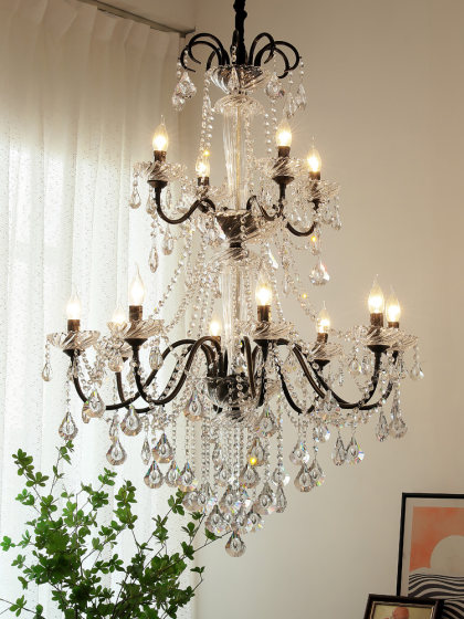 French-Style Vintage Chandelier, Black High-End Villa Living Room Egyptian Crystal Lamp, Bar Counter, Restaurant, Hotel Lobby Chandelier
