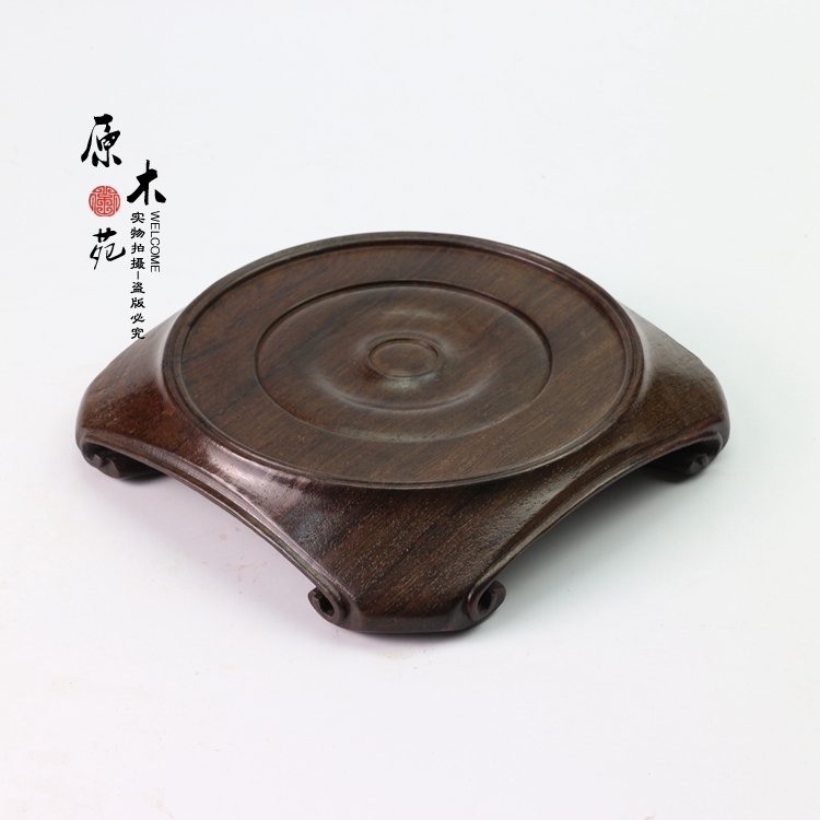 Wooden Base Solid Wood Black Purple Sandalwood Porcelain Base Bonsai Base vase Purple Sand Pot Base Wooden Care seat cushion
