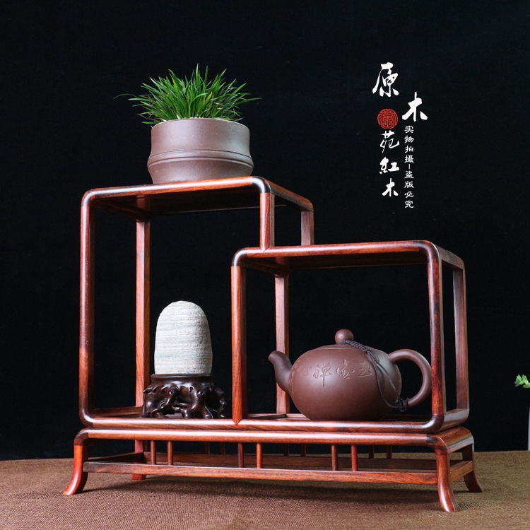 Red Acid Branches Tea Set Tea Shelf Swing Piece Shelf shelf Show tea shelf Red Wood Bou Ancient Rack Solid Wood Multi-Treasure Shelf-Taobao